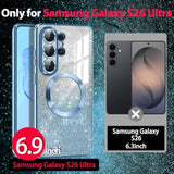 Galaxy S26 Ultra Case with MagSafe Compatible Clear Magnetic Glitter Gradient Sparkle Luxury Plated Soft TPU Bumper Full Camera Lens Protector for Samsung Galaxy S26 Ultra 5G Blue