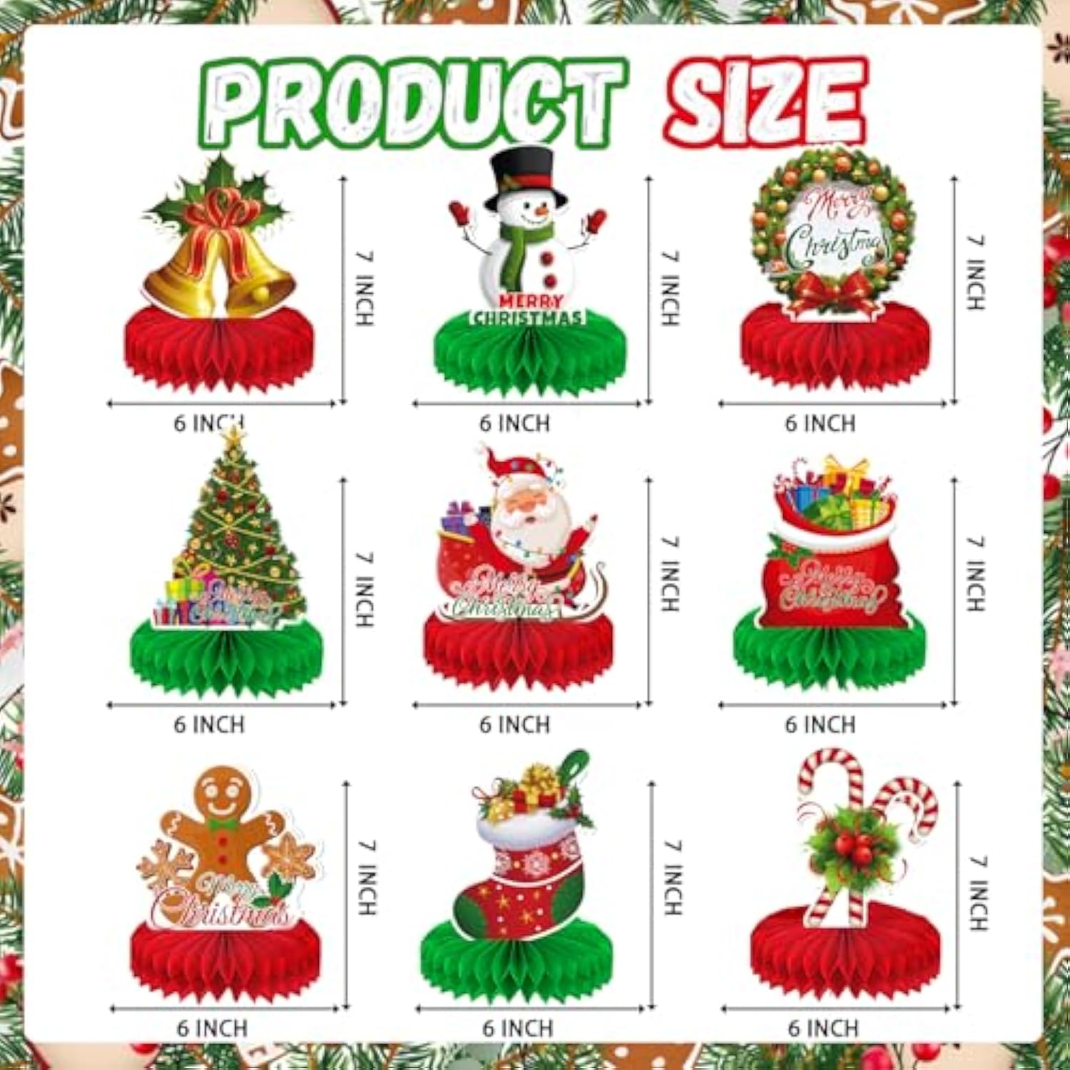 9pcs Christmas Honeycomb Table Centerpieces Party Decorations
