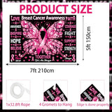 Breast Cancer Awareness Backdrop October Pink Ribbon Butterfly Banner Background Women Breast Cancer Love Hope Faith Charity Event Photo Booth Props 7x5FT