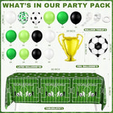 87Pcs Soccer Birthday Party Decorations - Tablecloth, Banner, Balloons & Cake Toppers