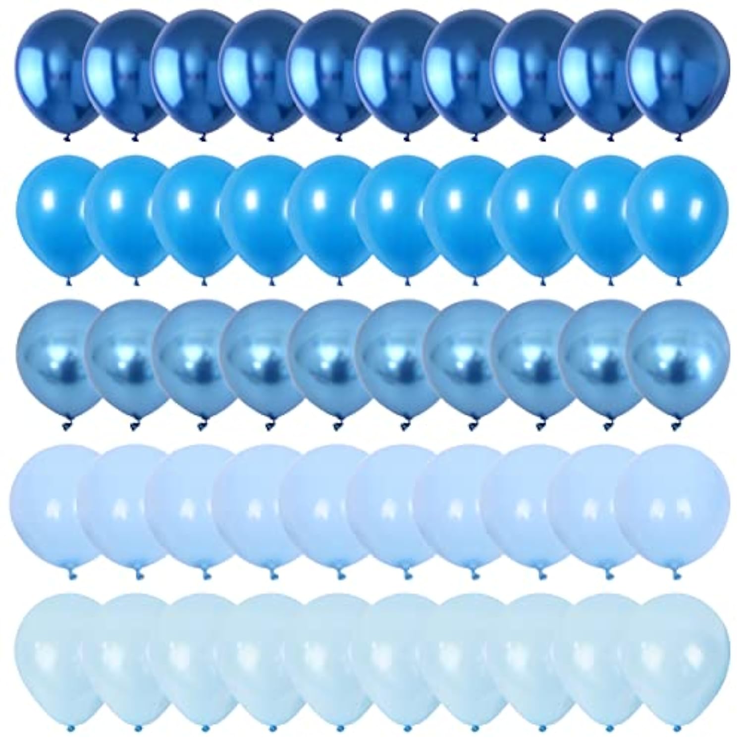 Blue Balloon Set: 60-Pack Metallic Pearl Macaron Latex Balloons
