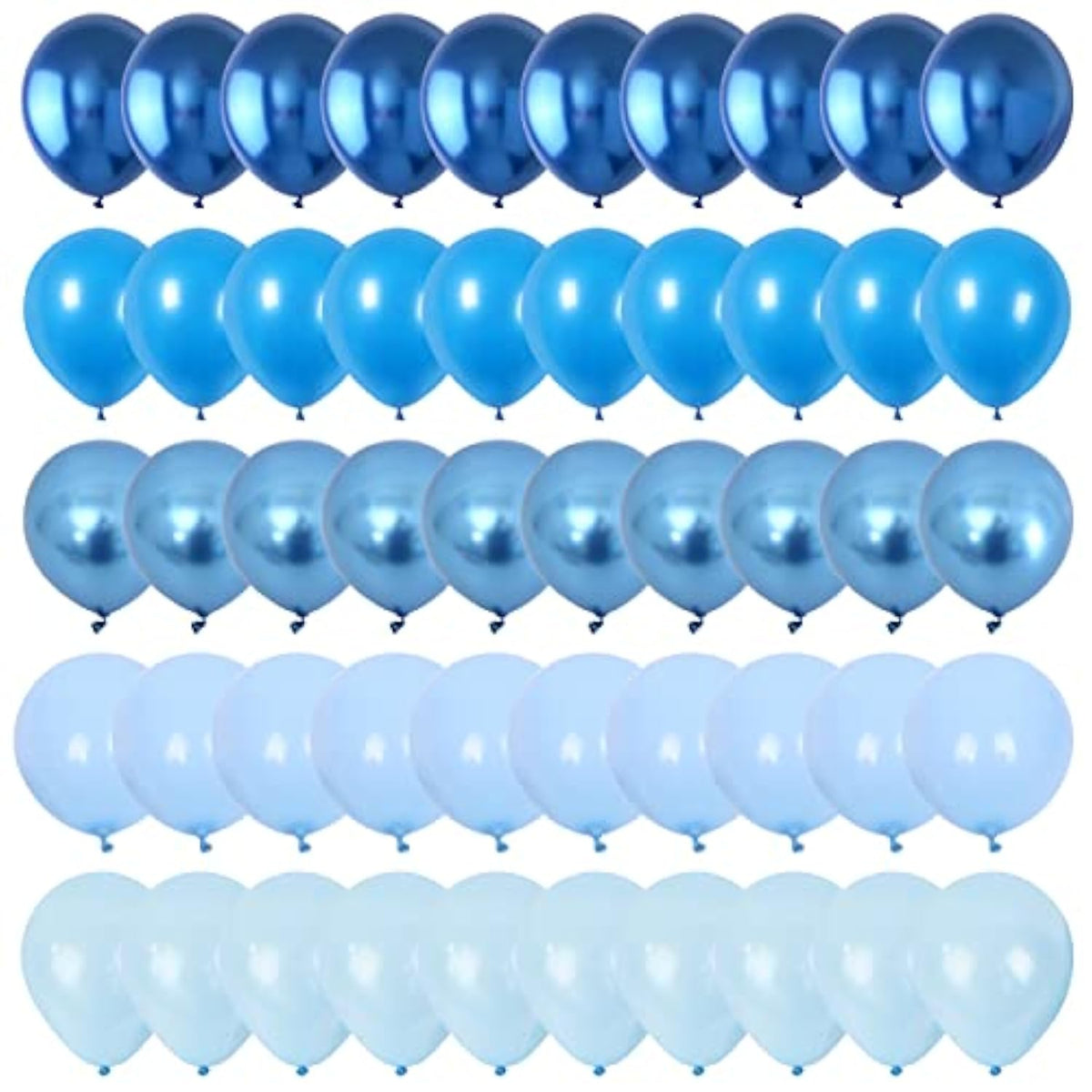 Blue Balloon Set: 60-Pack Metallic Pearl Macaron Latex Balloons
