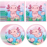 40Pcs Pink Cartoon Axolotl Birthday Party Decorations Reptile Animals Party Tableware Set Axolotl Party Paper Plates And Napkin?boys Girls Birthday,Baby Shower Axolotl Theme Party Supplies,Serve 20