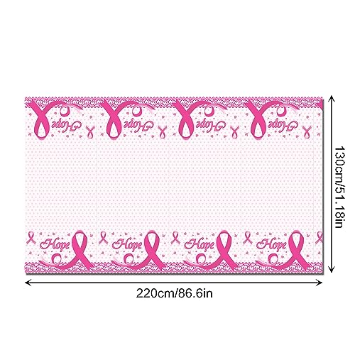 2Pcs Breast Cancer Party Tablecloth Pink Ribbon Plastic Table Covers Pink RibbonParty Supplies Breast Cancer Disposable Table Cover for Breasts Cancers Day Birthday Party Decorations,54x87In