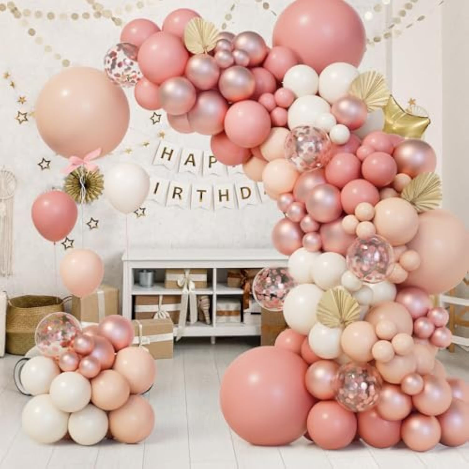 151Pcs Blush Pink Balloon Garland Kit, Dusty Pink Nude Rose Gold for Party Decor