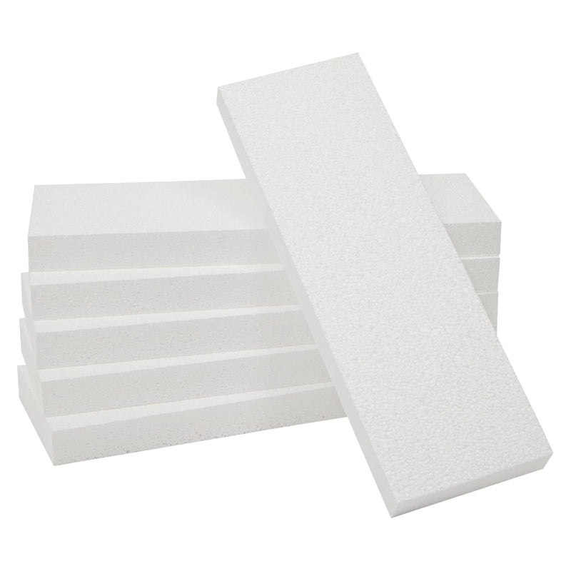 6 Pack White Foam Sheets 1 Inch Thick, Polystyrene Rectangle Blocks For Diy Cr