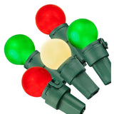 Pearlized Glass Mini Globe Lights Set - 70 G15 Red, Green & Warm-White Led Bulbs - Indoor Outdoor - 25.3 Feet Pearl Berr