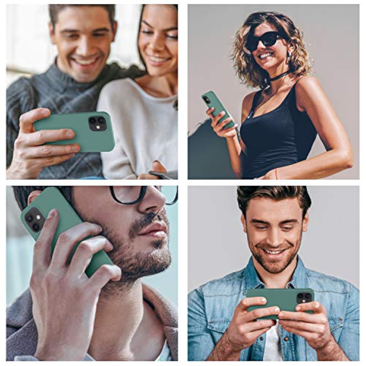 Designed For 12 Case, Designed For 12 Pro Case, Silicone Shockproof Phone Case With [Soft Anti-Scratch Microfiber Lining] 6.1 Inch, Midnight Green