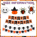 Halloween Office Decorations Kit 14PCS Pumpkin Lantern Bats Skull Spider Banner