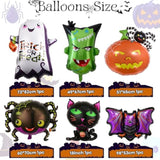 6 Pack Large Halloween Foil Balloons Set Ghost Cat Spider Pumpkin Bat Monster Decor