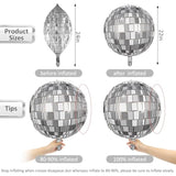 Silver Disco Ball Balloons, 6Pcs 22Inch 4D Metallic Silver Round Foil Balloon With Straw For Disco Party Decorations New Year Eve, Bachelorette, Birthday, Christmas, 70S 80S 90S Retro Party Supplies