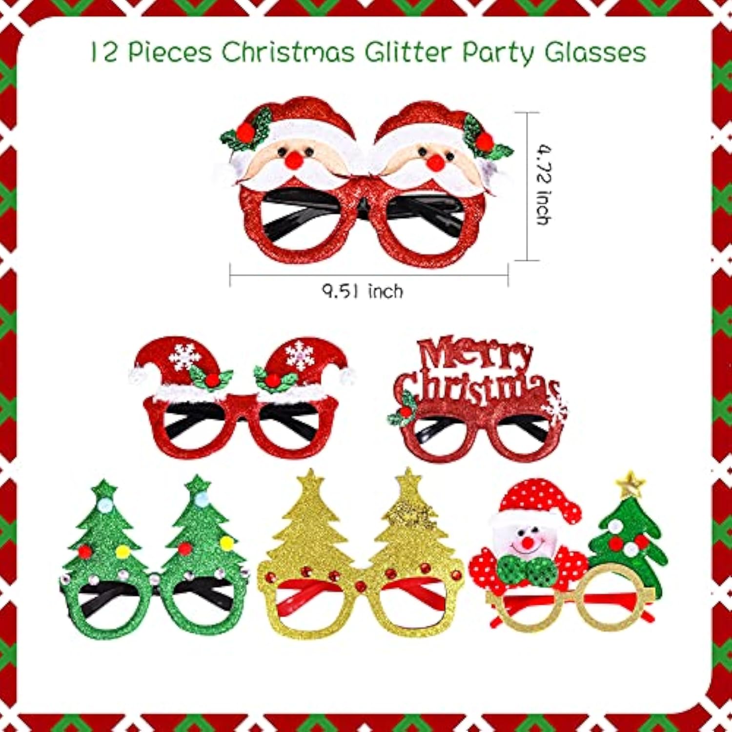24 Pieces Christmas Glasses Frame And Headbands Set With 24 Cute Designs Exquisite Decoration Accessories For Christmas Parties Holiday Favors And Photo Booth