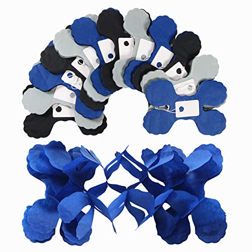 Navy-Blue Black-Silver Party-Decorations Streamers Garland - 157Ft Graduation Four-Leaf Clover Hanging Banner,Men Boys Birthday Wedding Bridal Neutral Baby Shower Fathers Day Decor