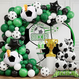 Soccer Balloon Garland Arch Kit,Soccer Party Decorations with Black and White Football Print Balloons Foil Football Exploding Star Balloon for Boys Soccer Sports Theme Birthday Party
