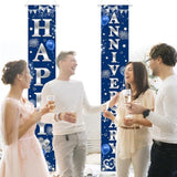 Happy Anniversary Door Banner Navy Blue And Silver Wedding Anniversary Party Decorations