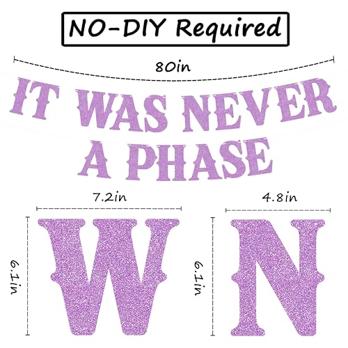 It Was Never A Phase Banner - Light Purple Glitter Death to My Youth Birthday Party Decorations, Old English Emo Funeral 21st 30th 40th 50th 60th Birthday Sign Photo Booth Props