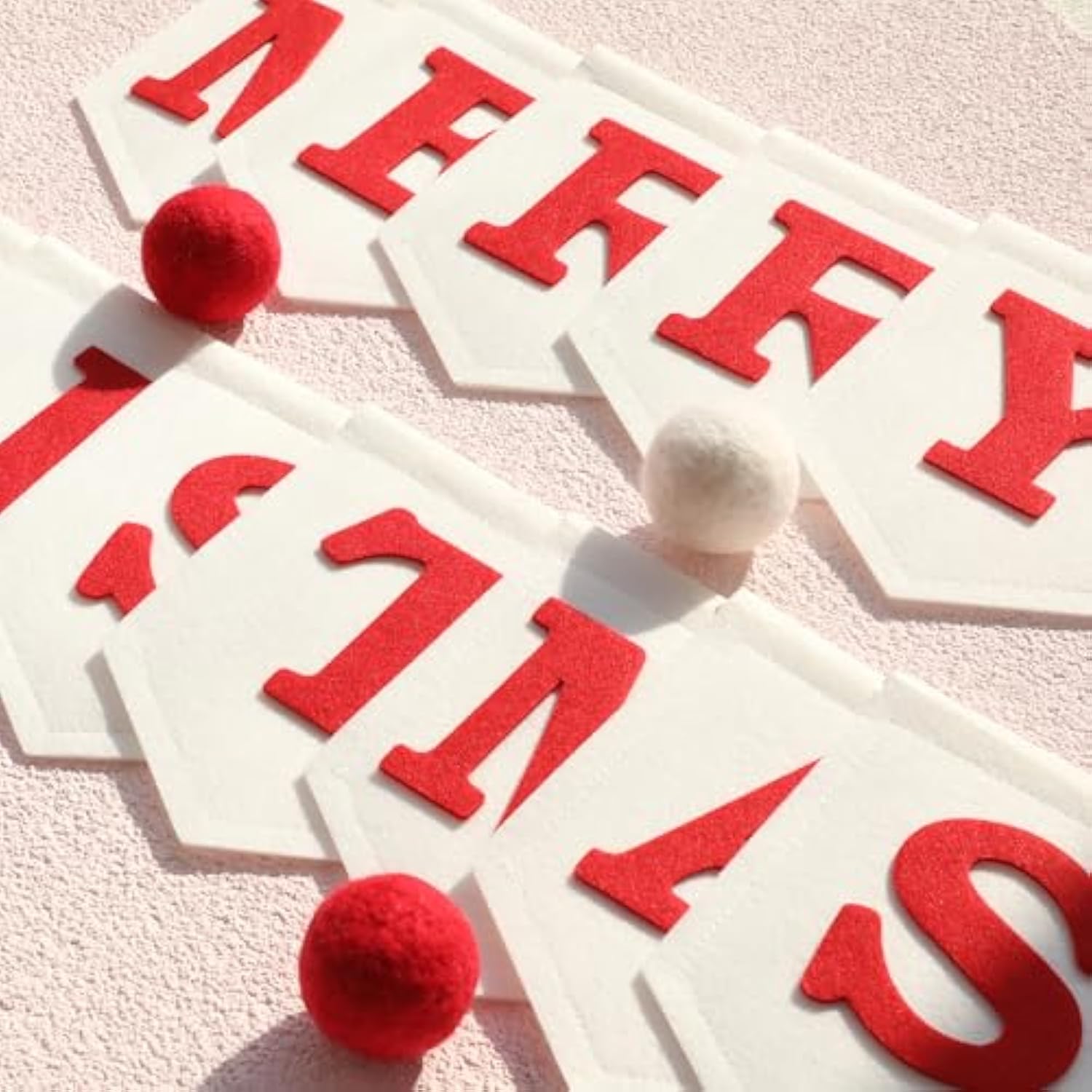 Felt Merry Christmas Banner Xmas Decorations Christmas Sign Pre-Assembled Celebration Hanging Decor For Home Office Fireplace