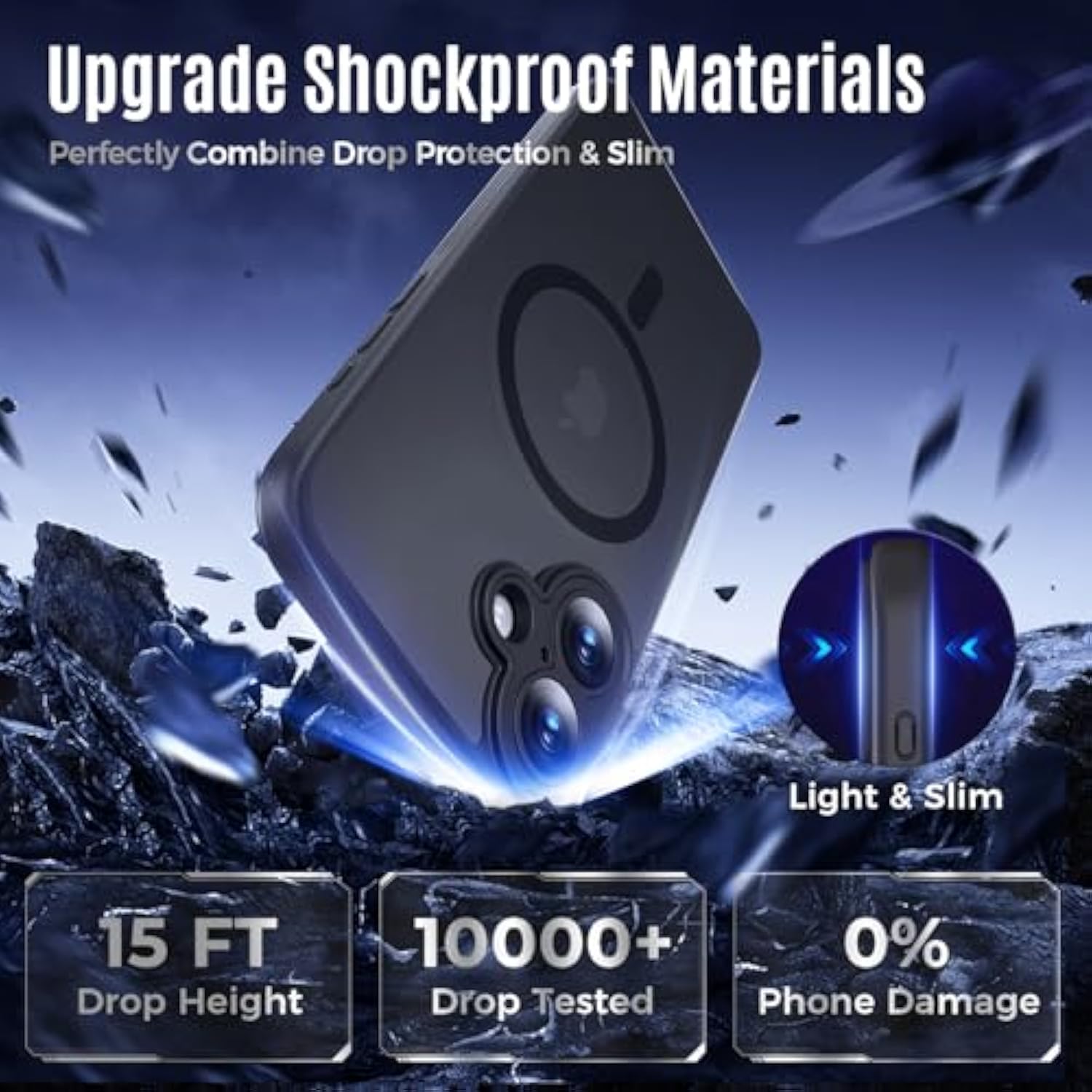 Designed For Iphone 16 Plus Case, Compatible With Magsafe, With Privacy Screen Protectors X2, [Camera Protection] [15Ft Military Drop Protection] Shockproof Phone Case, 6.7", Black