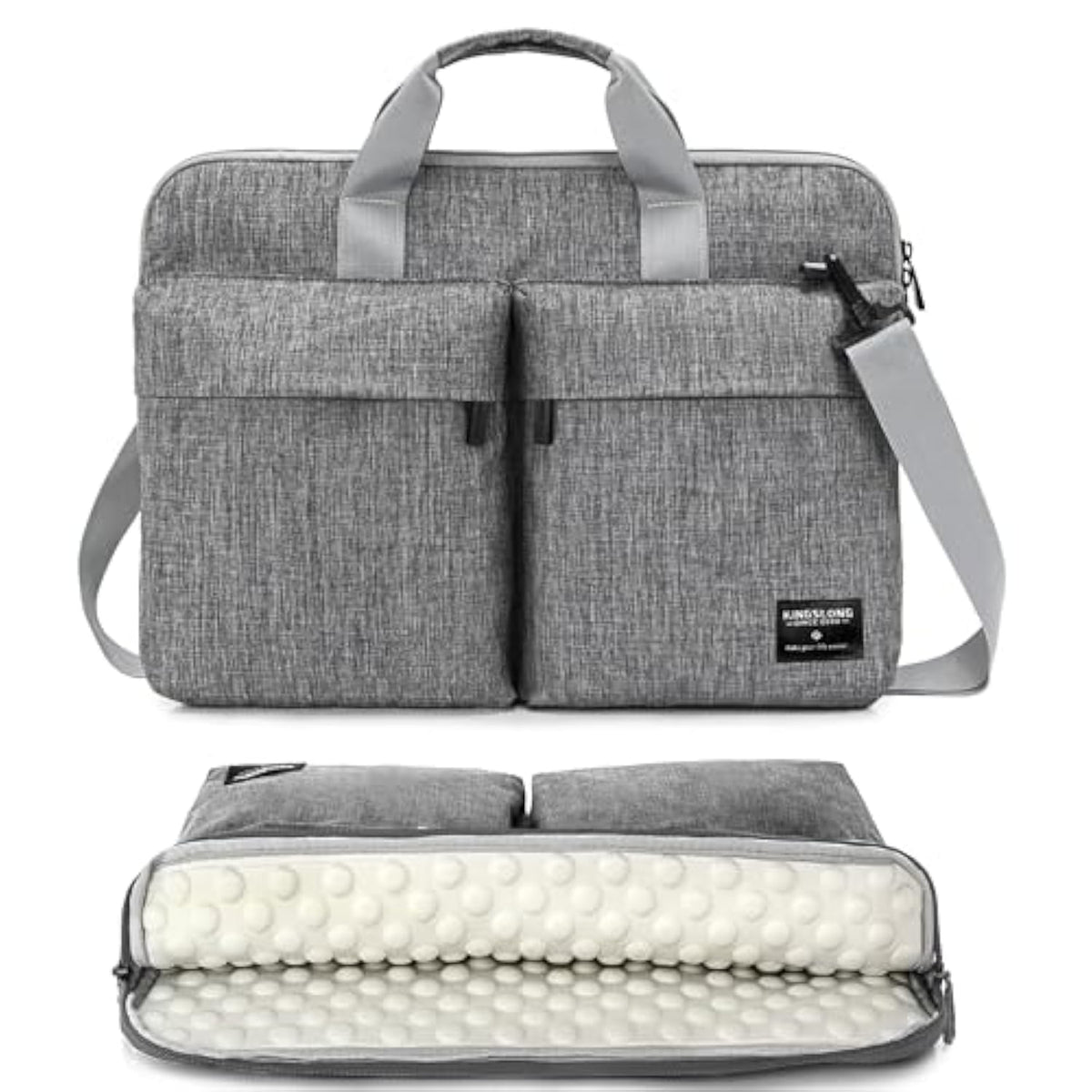 KINGSLONG 15.6 inch Laptop Shoulder Bag, Slim Shockproof Computer Sleeve Notebook Ultrabooks Carrying Case Handbag Cover Fit for Acer Asus Dell Lenovo HP Toshiba, Gray