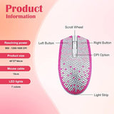 Bling Rhinestones Computer Wired Mouse,7 Colors Backlit Usb Mice For Computer Laptop Personalized Gift