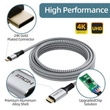 Usb C To Hdmi Cable 15 Ft, 4K@60Hz Hdr, Gold-Plated Braided High-Speed Usb 3.1