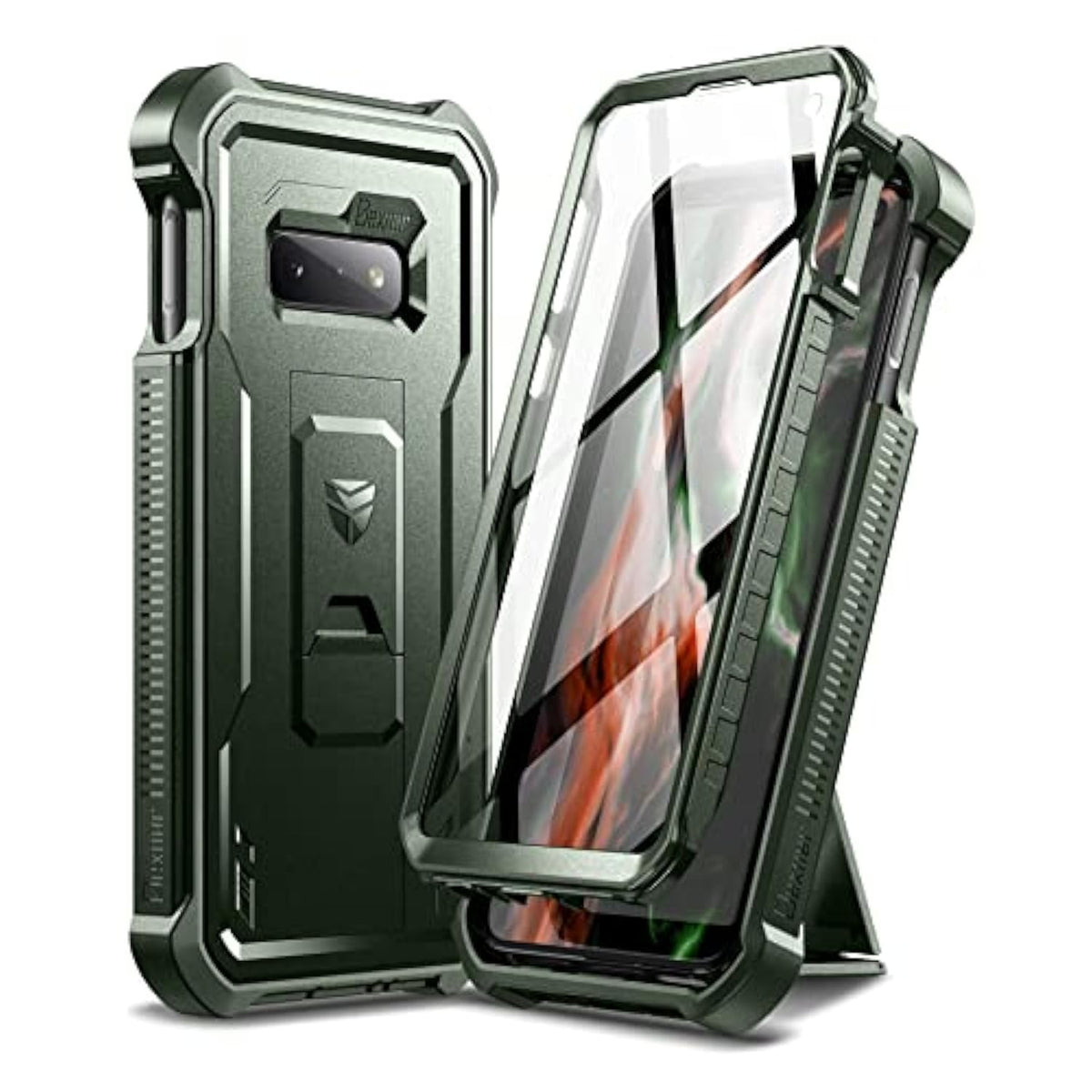 For Samsung Galaxy S10E Case, [Built In Screen Protector And Kickstand] Heavy Duty Military Grade Protection Shockproof Protective Cover For Samsung Galaxy S10E (Army Green)