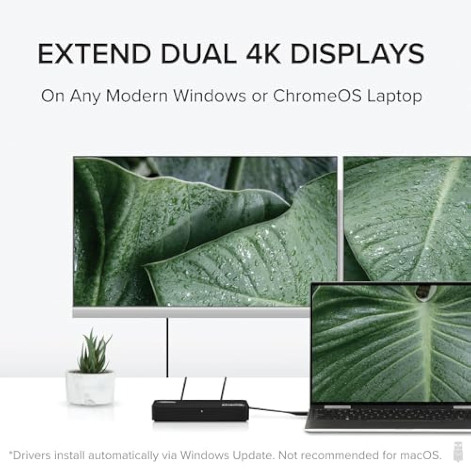 4K Displayport And Hdmi Dual Monitor Adapter For Usb 3.0 And Usb-C, Compatible