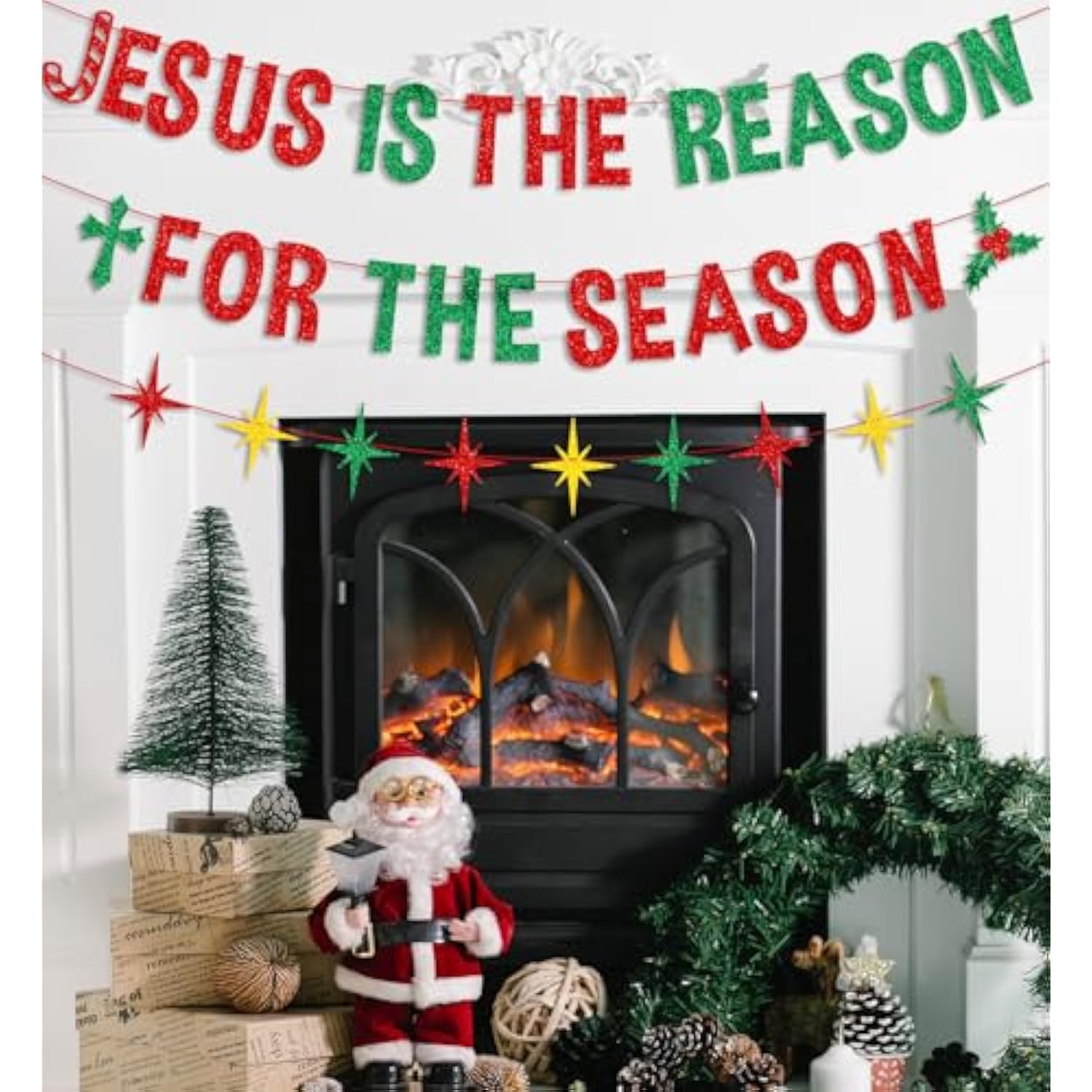Jesus Is The Reason For The Season Banner Christmas Nativity Decoration Merry Christmas Celebrate Jesus' Birthday Party Decor Supplies