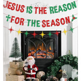 Jesus Is The Reason For The Season Banner Christmas Nativity Decoration Merry Christmas Celebrate Jesus' Birthday Party Decor Supplies