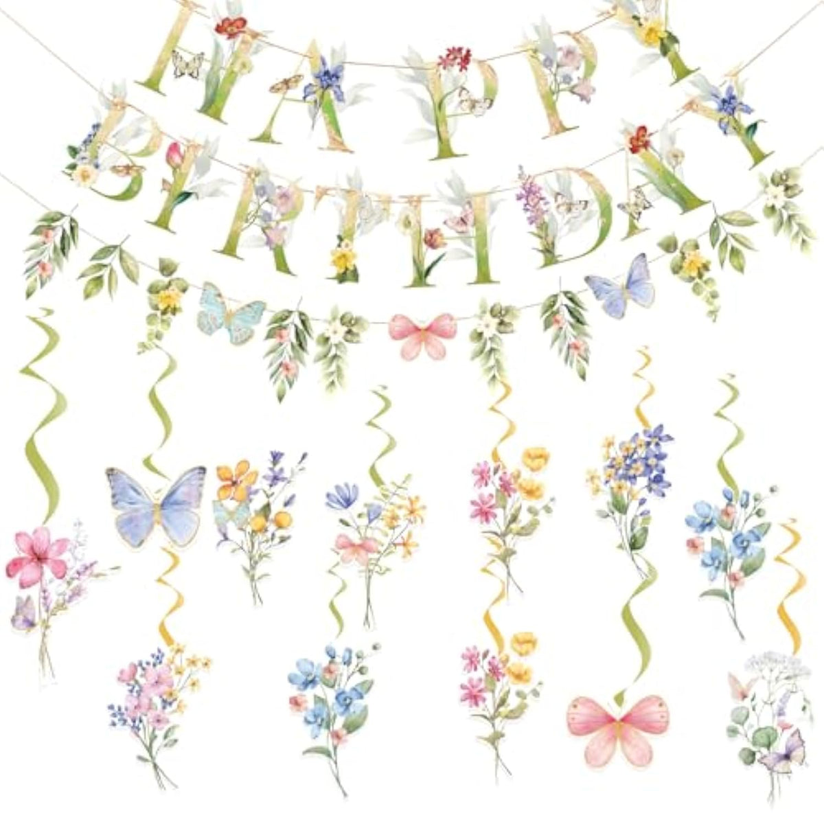 Wildflower Theme Banner,Baby In Bloom Floral Banners With Spiral,Flower Birthday Party Decorations For Girls Women.