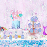 Mermaid Birthday Party Decorations, Dive Into Five Ocean Theme 5Th Birthday Backdrop Cake Cupcake Toppers Pink Purple Blue Balloon For Girl 5 Year Old Party