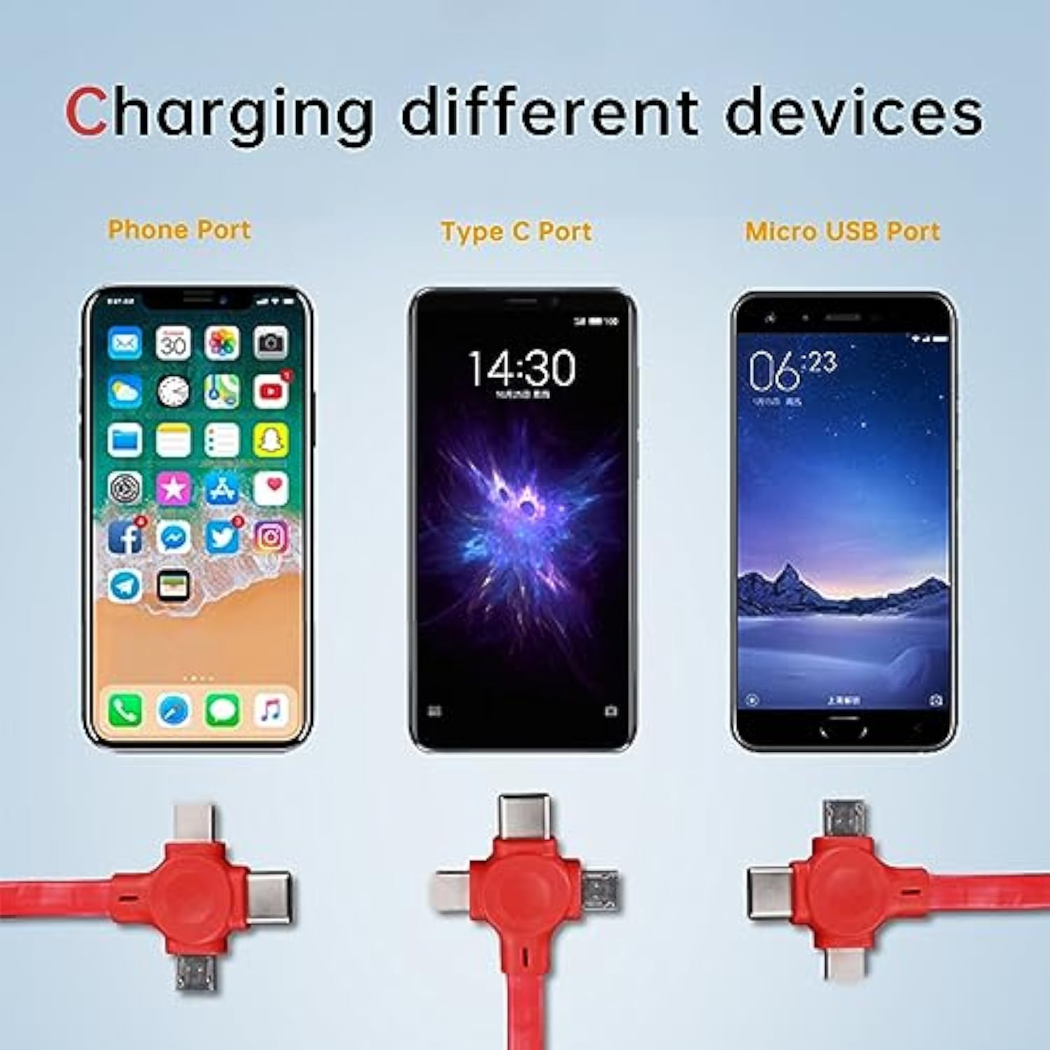 4 Pcs 3 In 1 Retractable Multi Chargers Cable (3.28Ft) With Usb C/Micro Usb/Ip And Phone Stand, Festivals And Birthday Gift For Your Family And Friends, Compatible With Iphone/Android/Tablet