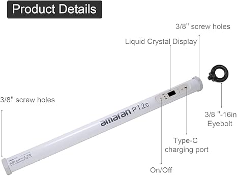 PT2c Pixel LED Tube Light 23.6 Inch RGBWW 8 Pixel Video Light 6W for Studio Photography