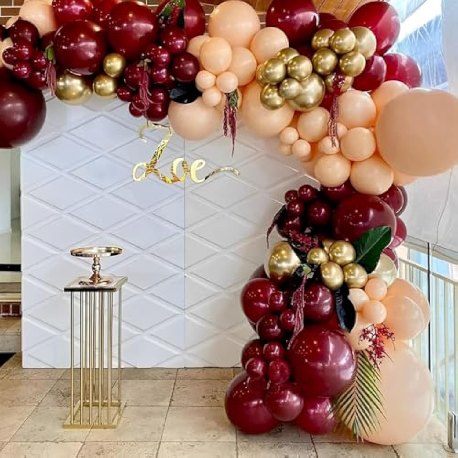 90 Pcs Burgundy Balloon Garland Arch Kit Maroon Balloons for Fall Party Decorations