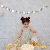 Wool felt daisy chain garland for daisy-theme parties, 1st birthdays, nursery décor
