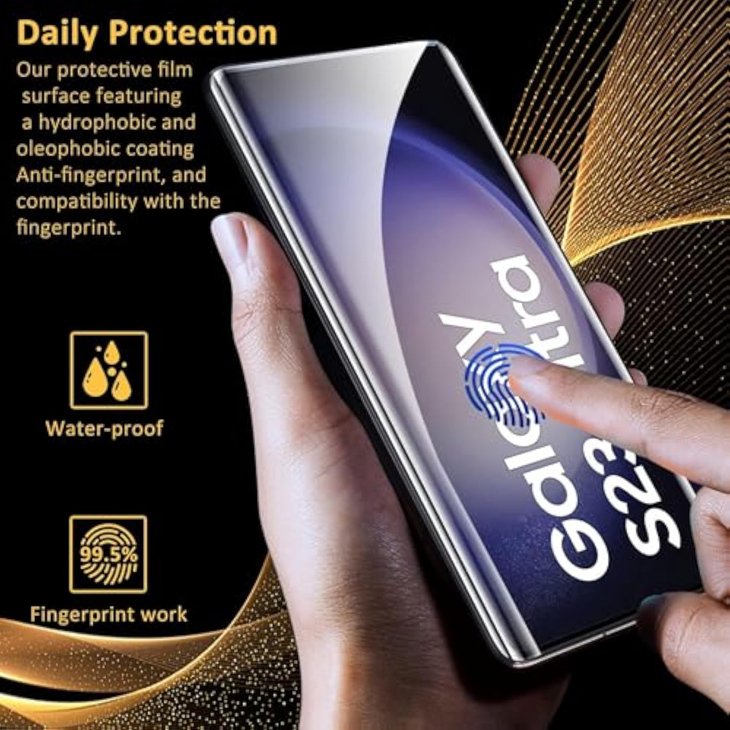 2+2 Pack For Galaxy S23 Ultra Screen Protector Tempered Glass 2 Pack + Tempered Glass Camera Lens Protector 2 Pack, 9H Tempered Glass, Ultrasonic Fingerprint Support, Hd Clear, For S23 Ultra 5G