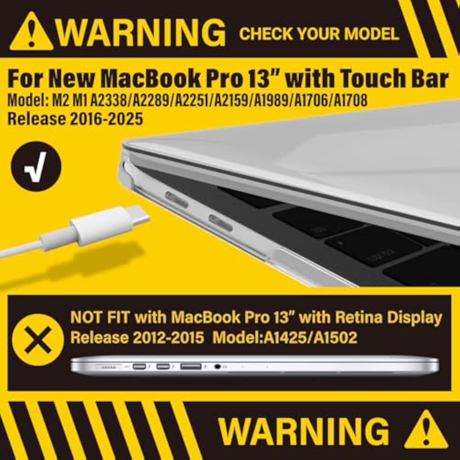 IBENZER Compatible with 2025 2024 M2 MacBook Pro 13 Inch Case 2025-2016 M1 A2338 A2289 A2251 A2159 A1989 A1706 A1708, Hard Shell Case & Keyboard Cover for Mac Pro 13, Crystal Clear, T13CYCL+1A