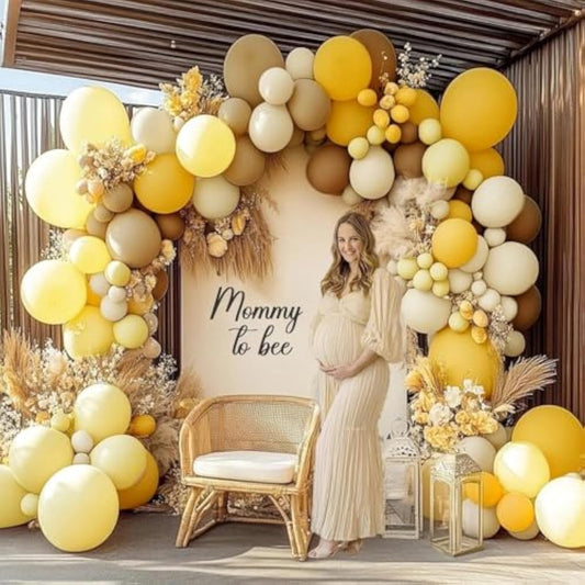 Balloon Garland Arch Kit Yellow Blush White Sand Brown Balloons Double Stuffed Mustard Yellow Different Sizes For Neutral Baby Shower Wedding Birthday Fall Party Decorations