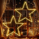 Christmas Window Star Silhouette Lights, 19Inch 70Led 2 Pack Large Star Lighted Xmas Decoration - Battery Operated Twink