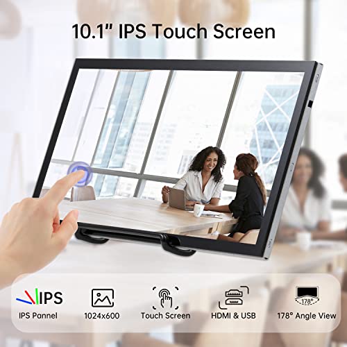 Raspberry Pi Screen, 10.1 Inch Touchscreen Monitor 1024X600 Small Hdmi Monitor W/Stand, Ips Lcd Screen Display For Raspberry Pi 5/4/3/2/Zero/B/B+ Jetson Nano Win11/10/8/7, Driver Free