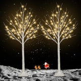 2 Pack 4Ft 100Led Christmas Lighted Birch Tree, Timer Function Prelit Artificial Tree Lamp Plug In With Warm White Lights, 2 Modes Twinkling Twig Trees For Indoor Outdoor Party Christmas Decorations