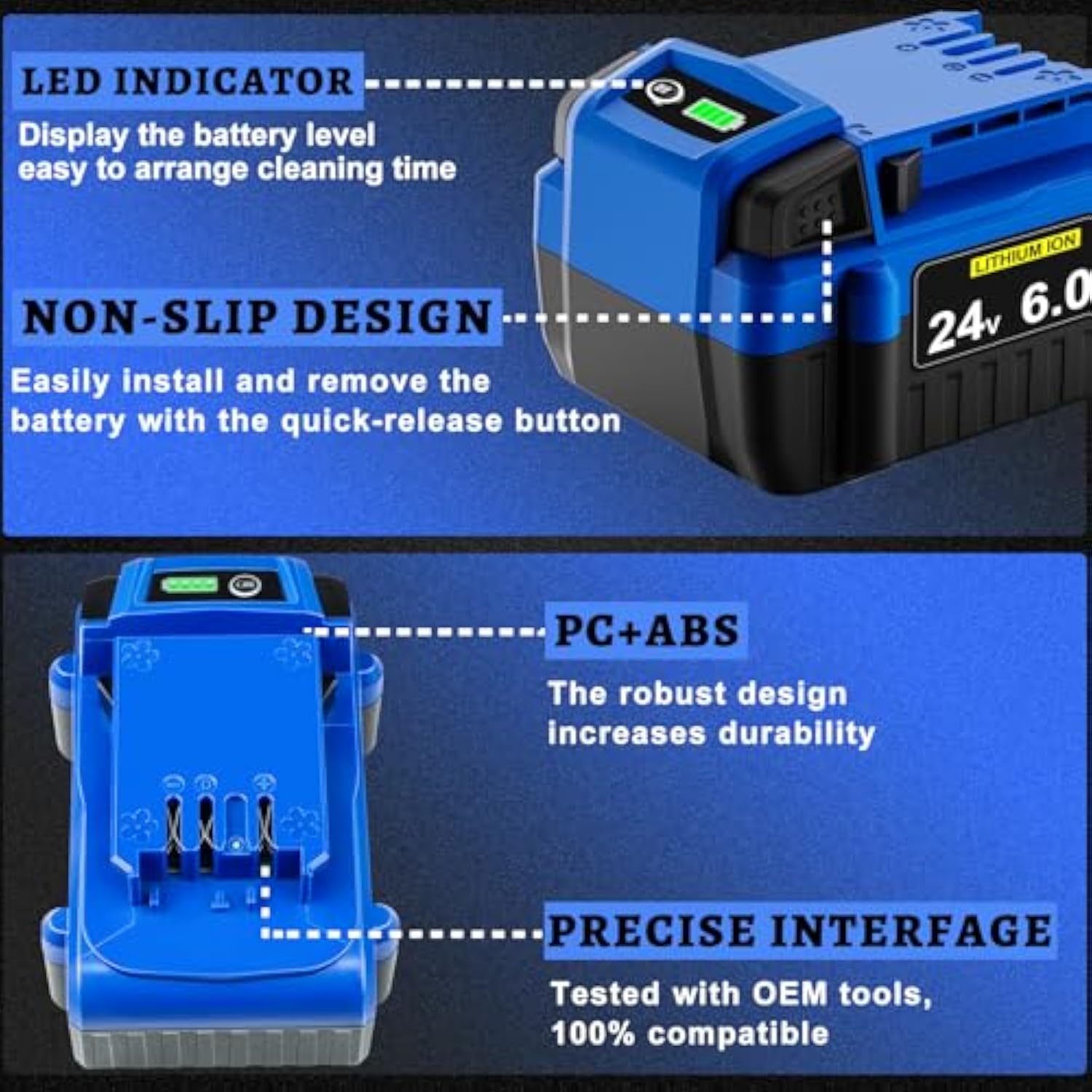 6.0Ah Battery Replacement For Kobalt 24V Battery Kb524-03 Kb424-03 Kb224-03 24Volt Max Lithium Ion Batteries (2Pack)