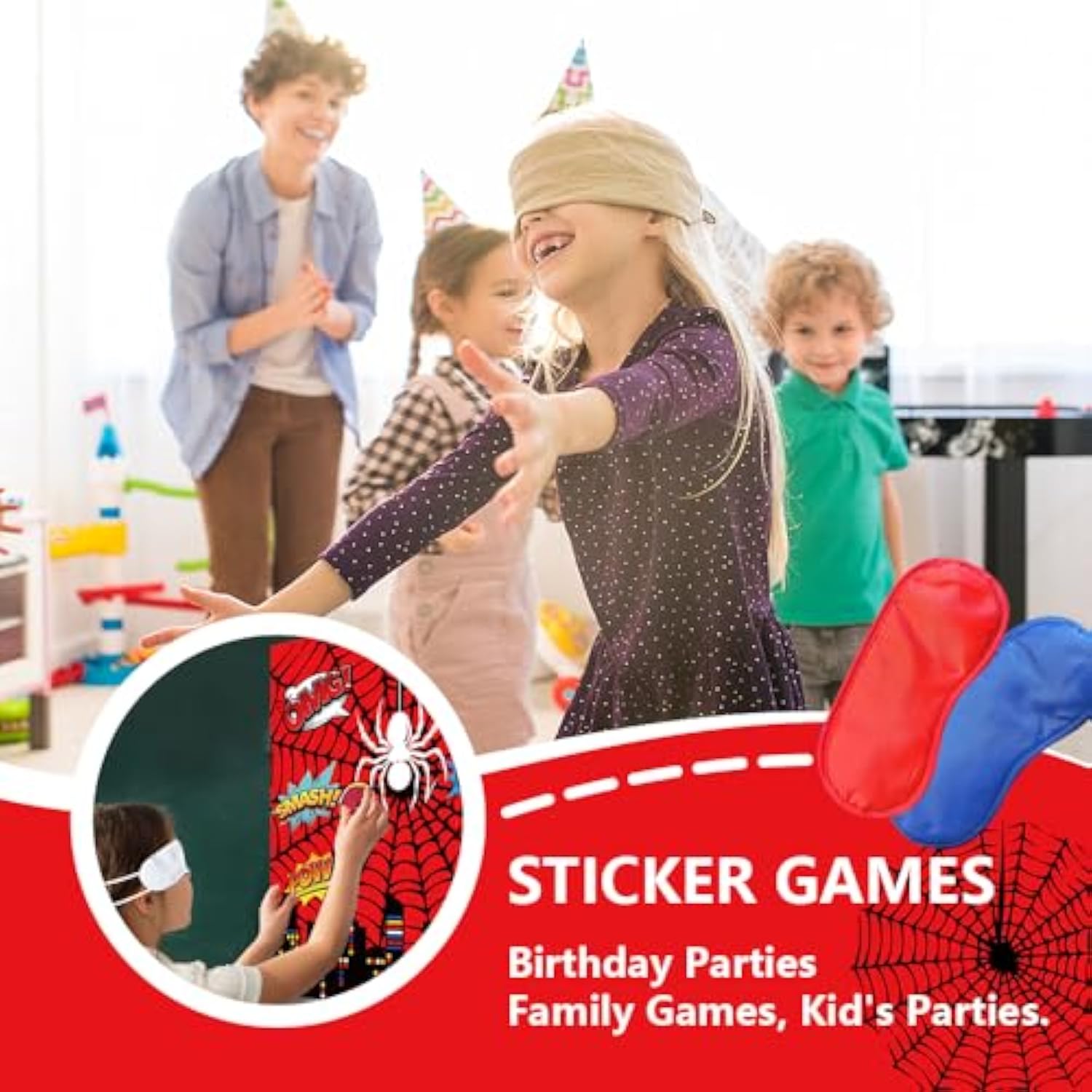 Spider Birthday Party Games Decorations, Pin The Sticker On The Spider Party Games For Kids Spider Hero Theme Party Games Supplies Favors - 27 Stickers