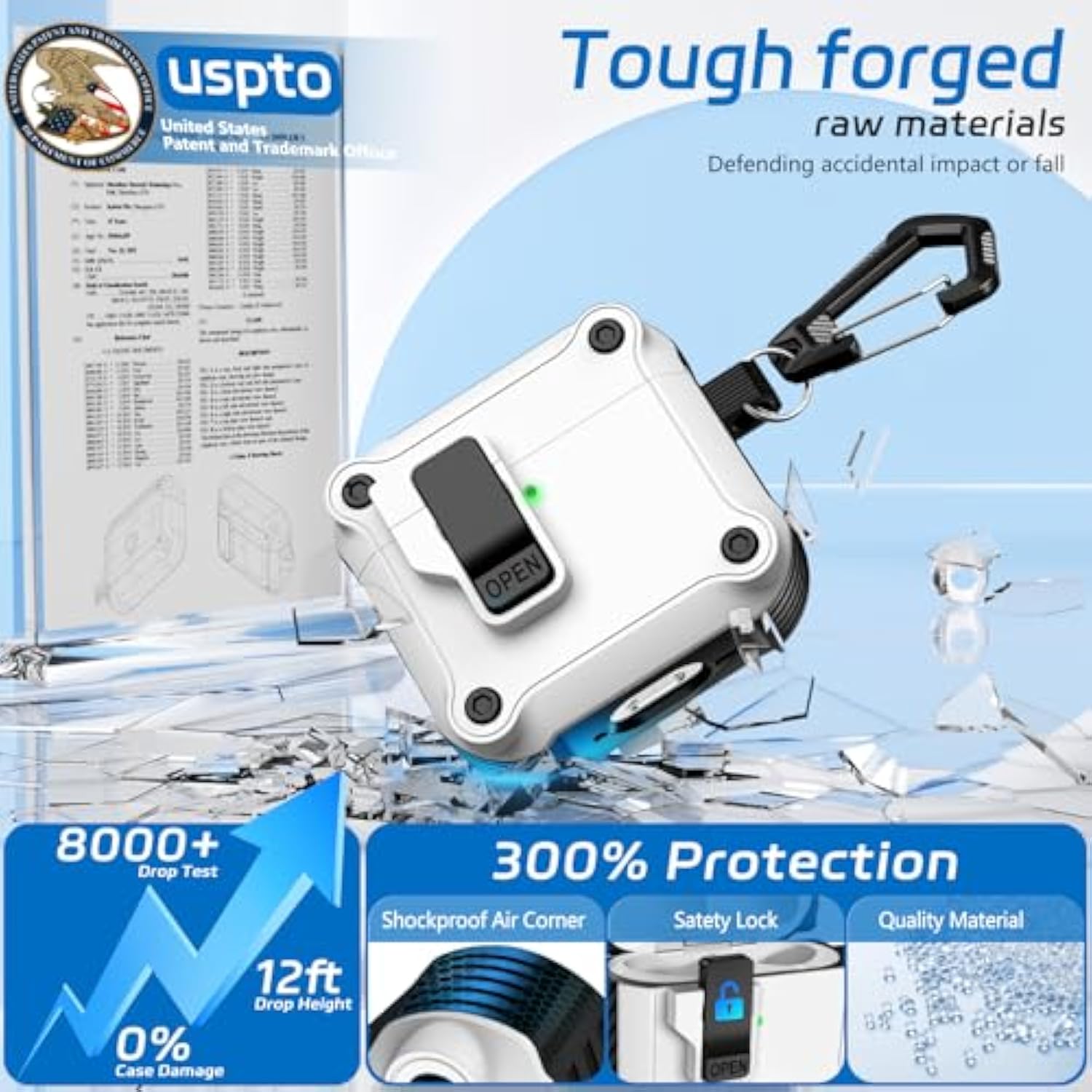 4-In-1 Case For Airpods 4 With Secure Lock, Auto-Open, Compatible With Apple Airpods 4 With/Without Active Noise Cancellation 2024 Cover With Cleaner & Keychain, Anti-Scratch Drop Protection