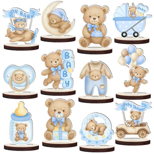 Baby Shower Centerpieces for Tables, Bear Table Decorations 12 Pcs