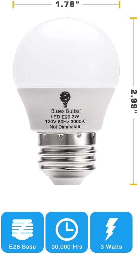 8 Pack G14 LED Light Bulbs 3W 3000K Warm White 25W Equivalent E26 Base