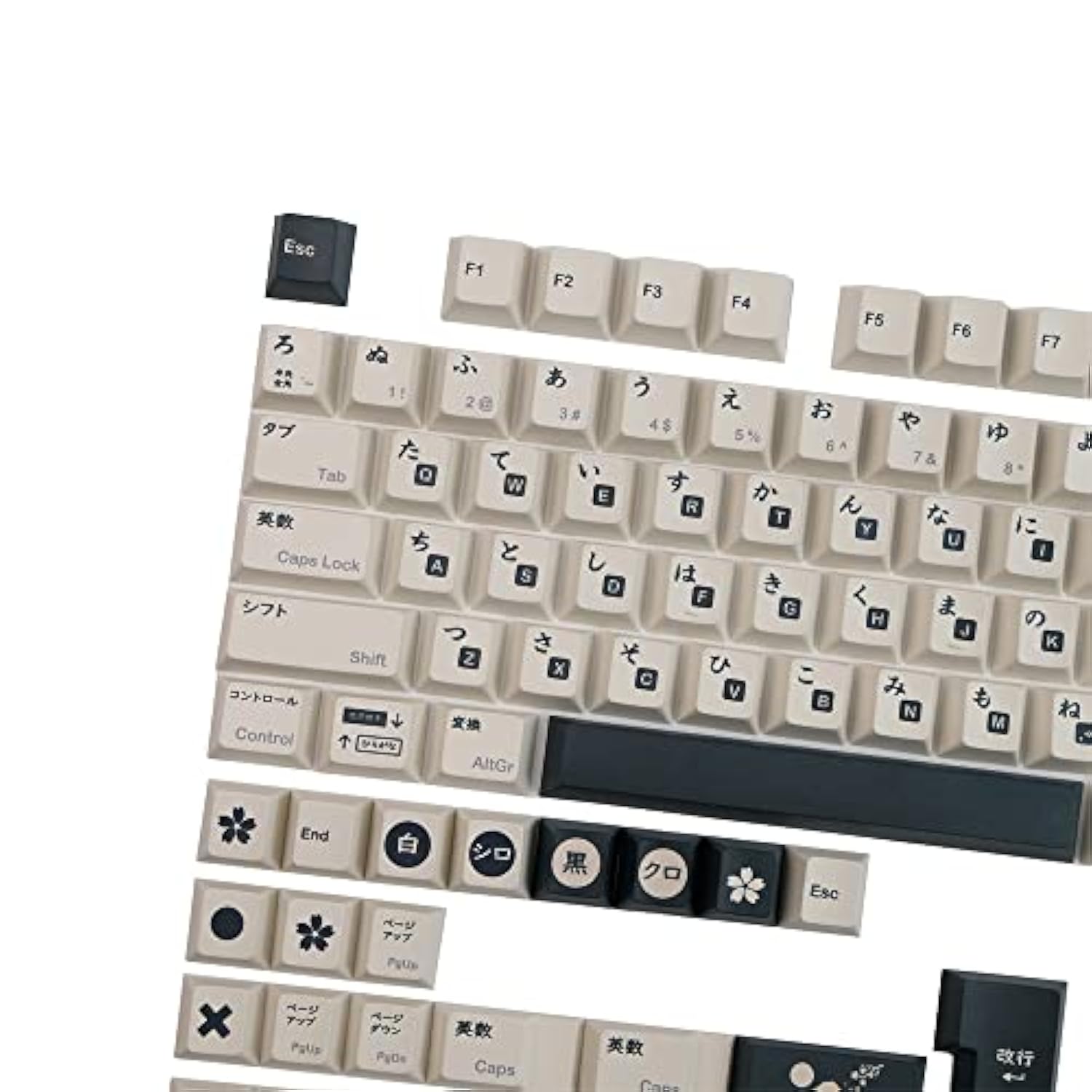 Black White Japanese Pbt Keycap Cherry Profile Dye Sublimation Mechanical Keyb