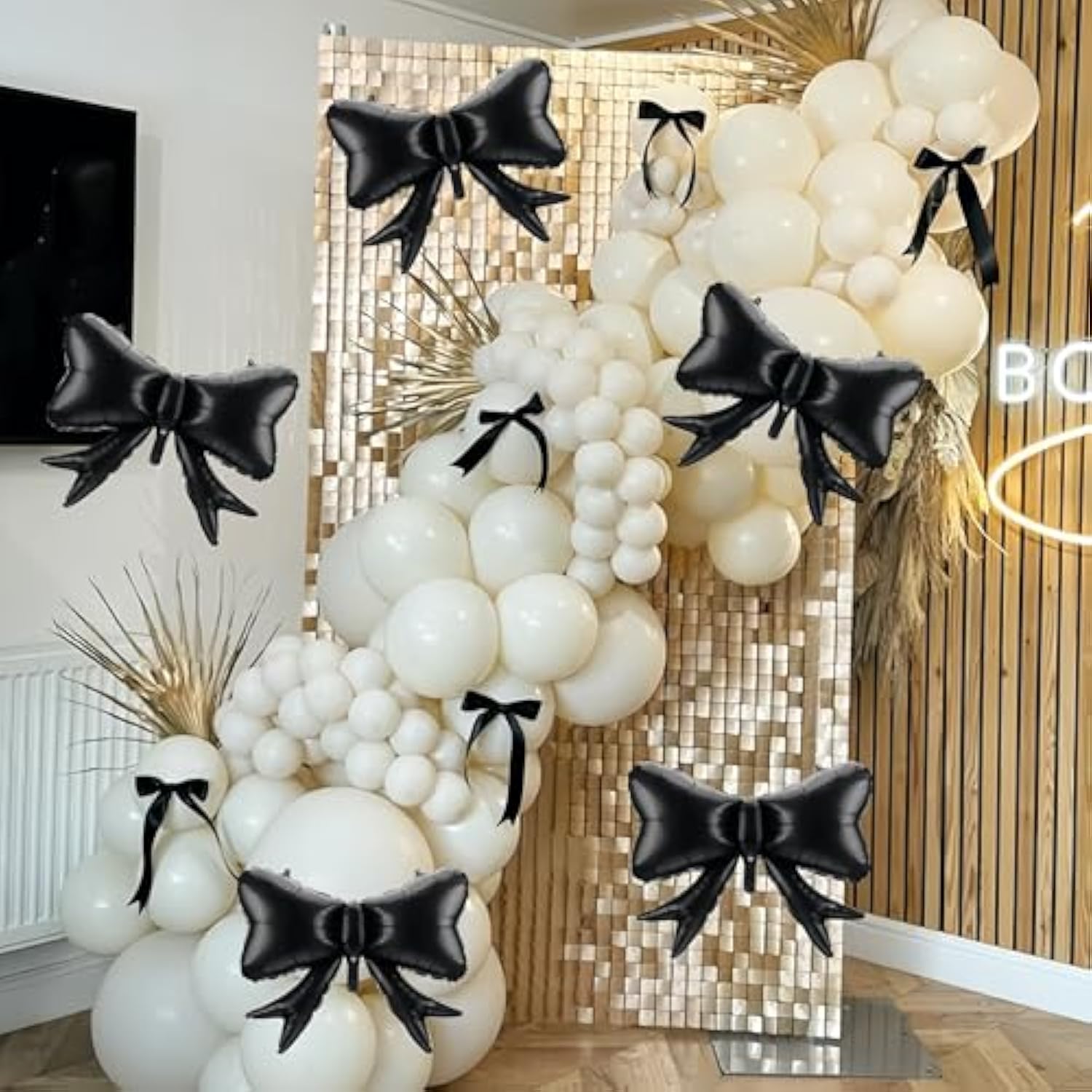 5Pcs Black Bow Balloons Retro Classic Gothic Palace Princess Wedding Decor