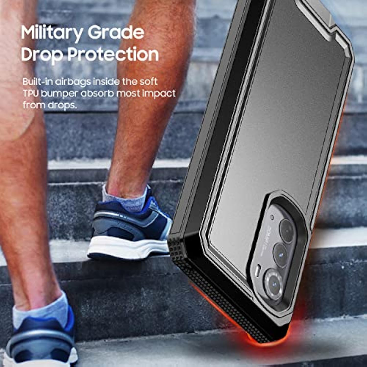 For Motorola Edge 2022 Case, Moto Edge 2022 Heavy Duty Case With Screen Protector, Military Grade Drop Proof Cover, Dual Layer Rugged Protective Shell (Black)