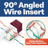 90° Angled Cat6/5E Keystone Jack In Red - Slim Profile Rj45 Ethernet Connector